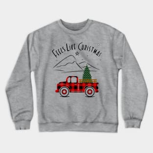 Feels Like Christmas, Red Plaid Pickup Truck Crewneck Sweatshirt